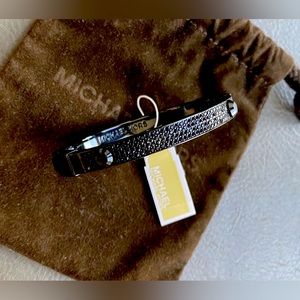 Michael Kors Black Heritage Astor Crystal Jet Pave Rivet Bangle Bracelet